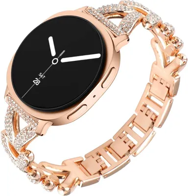 Produktbild von Stravo Luxe Damen-Uhrenarmband mit Strass – Edelstahl-Gliederarmband, passend für Samsung Galaxy Watch 8 (40/44 mm) & Watch 8 Classic 46 mm, Roségold