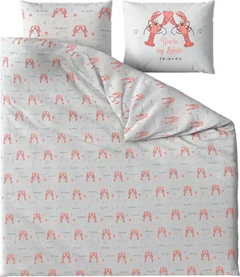 Produktbild von Baumwoll-Bettwäsche FRIENDS LOBSTER grau Bettwäsche-Dimension: 2 Stk 60 x 70 cm | 200 x 200 cm