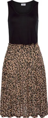 Produktbild von Buffalo Jerseykleid mit Gummibund in der Taille und Animalprint schwarz-leo-bedruckt Größe 38
