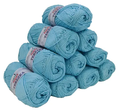 10 x 50g Strickgarn TEREZKA 100% Baumwolle, hellblau