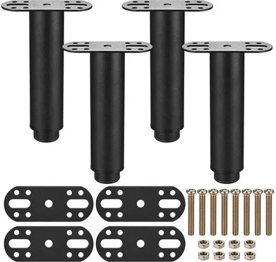 Produktbild von Famanu Möbelbeine verstellbar - Unterstützung für Möbel - Schwarz - Set von 4 Beinen für Bett und Schrank