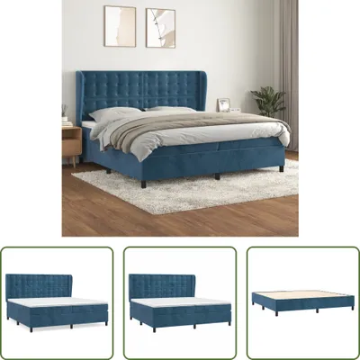 Produktbild von The Living Store Boxspringbett mit Matratze Dunkelblau 200x200 cm Samt
