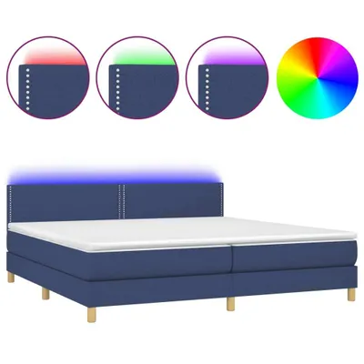 Produktbild von vidaXL Boxspringbett mit Matratze & LED Blau 200x200 cm Stoff