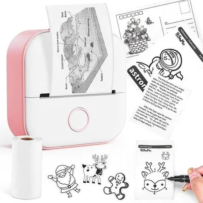 Produktbild von Kleine drahtlose Fotodrucker weiß-rosa