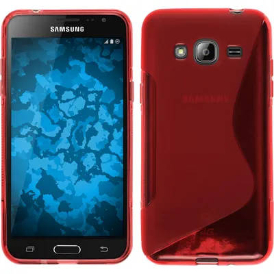 Produktbild von PhoneNatic Case kompatibel mit Samsung Galaxy J3 - rot Silikon Hülle S-Style + 2 Schutzfolien