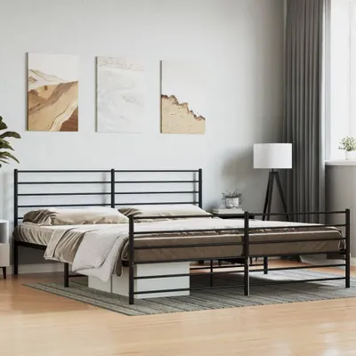 Immagine prodotto di The Living Store Struttura letto con testiera e pediera in metallo nero 183x213 cm