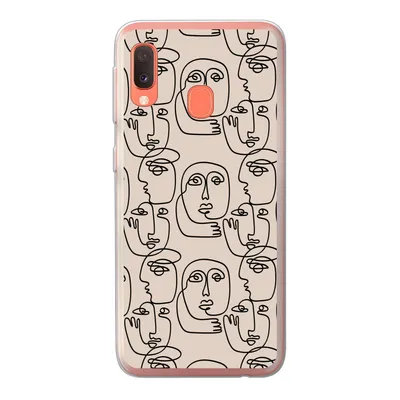 Produktbild von MuchoWow® Handyhülle Schutzhülle Hülle für Samsung Galaxy A20e Muster - Kopf - Strichzeichnung Silikon Softcase Handy Hülle - Abdeckung