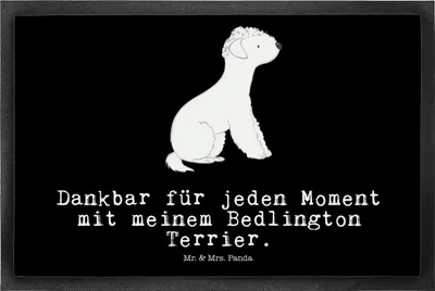 Produktbild von Mr. & Mrs. Panda Fussmatte Bedlington Terrier Moment 50 x 75 cm - Schwarz - Geschenk, Sauberlaufmatte, Schmutzmatte, Schmutzfangmatte, Bodenvorleger, fußmatte