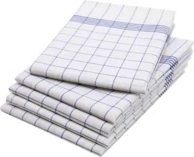 Zdjęcie produktu dla Zestaw 5 ręczników kuchennych Unyqoos® Gastro – 100% bawełna, w kratkę, kolor niebieski, wymiary ok. 50 x 70 cm, wysoka chłonność, nie pozostawiają smug, można prać w temperaturze do 95°C