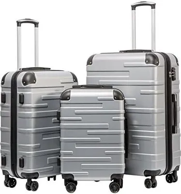 Produktbild von Hartschalenkoffer, Rollkoffer, Reisekoffer, erweiterbares Gepäck (nur großer Koffer erweiterbar), ABS-Material mit TSA-Schloss und 4 Rollen helles