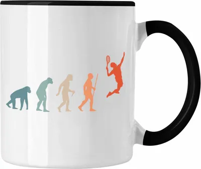 Produktbild von Trendation -  Lustige Badminton Tasse Geschenk für Badmintonspieler Badminton Lehrer Coach Trainer Geschenkidee Evolution (Schwarz)