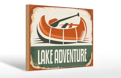Produktbild von Holzschild Retro 30x20cm lake adventure Outdoor