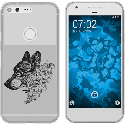 Produktbild von PhoneNatic Case kompatibel mit Google Pixel Silikon-Hülle Floral Wolf M3-1