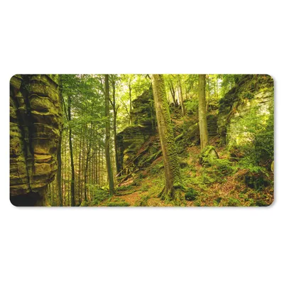 Produktbild von MuchoWow® Schreibtischunterlage Bäume - Stein - Wald - Natur - Pflanzen 80x40 cm - XXL Mauspad - Gaming Mauspad