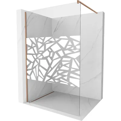 Zdjęcie produktu dla Mexen Kioto ścianka prysznicowa Walk-in 120 x 200 cm, biały wzór 8 mm, miedź szczotkowana - 800-120-101-65-85