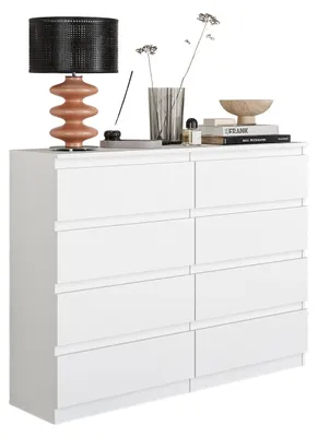 Produktbild von Kommode Weiß Matt mit 8 Schubladen – Modernes Sideboard für Schlafzimmer & Wohnzimmer – Geräumige Kommode – GABRIEL