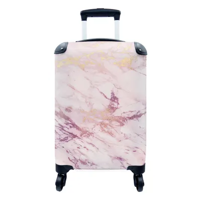 Produktbild von MuchoWow® Koffer Handgepäck Trolley Rollkoffer Kleine Reisekoffer mit 4 Rollen - Marmor - Lila - Rosa - Cabin Size < 55x40x23 cm & 55x40x20 cm - Fotokoffer - Kabinenkoffer - Boardgepäck - Reise-Box - Reisekoffer - Reisegepäck - Koffer mit Bild - Trolley für Kinder