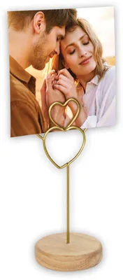 Image de Support à photos ZEP Marzia 6 x 16 cm, socle en bois avec pince métallique