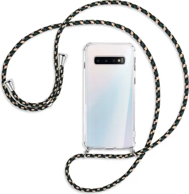 Produktbild von Handykette Backcover-Schutzhülle mit Band (Metall silberfarben) für Samsung Galaxy S10 - camouflage