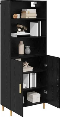 Immagine prodotto di vidaXL Credenza alta nero effetto rovere 69,5 x 32,5 x 180 cm