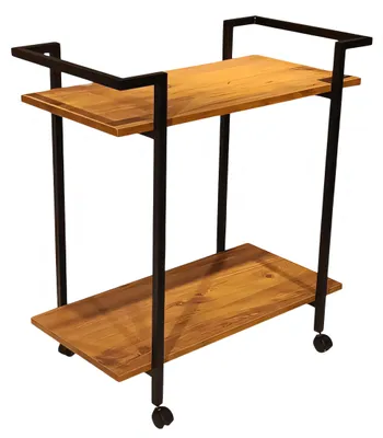 Produktbild von Eleganter Servierwagen aus Holz in Braun mit Edelstahlakzenten