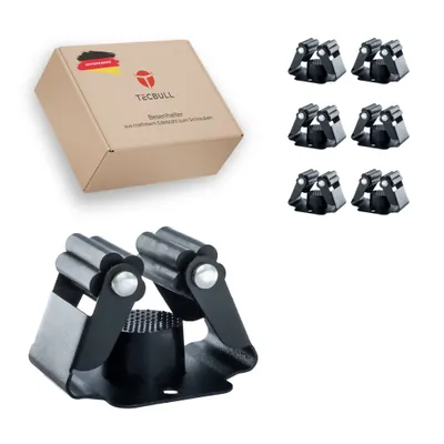 Produktbild von tecbull Wandhalterung für Besen und Geräte, Edelstahl, Schwarz, für Besen, Wischmopps, Schrubber & leichte Gartengeräte, 6,5 cm x 4,7 cm x 4 cm, 3 kg Haltekraft, Stieldurchmesser 2 cm bis 3,1 cm