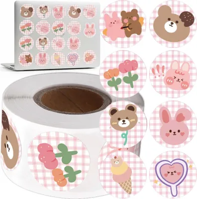 Immagine prodotto di Adesivi in rotolo per bambini, 500 pezzi, decorazioni colorate fai da te
