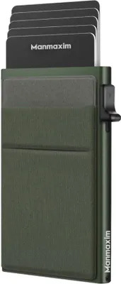 Produktbild von Famanu Kartenhalter Minimalistisch - Schlanke Schwarze Metallbörse mit Münzfach