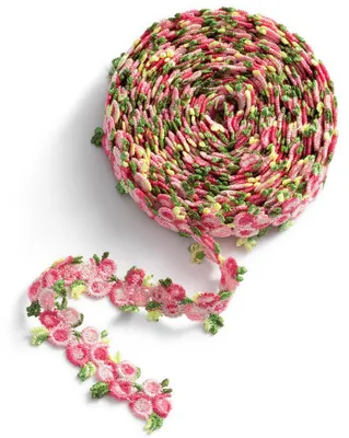 Image de Ruban décoratif à motifs floraux, idéal pour les travaux manuels, couleur fuchsia