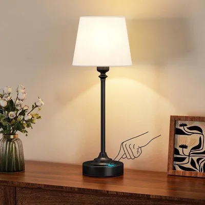 Obrázek produktu pro Stolní lampa - Černá - 40 cm - Bezdrátové nabíjení s dotykovým ovládáním - Vhodná na noční stolek i do obývacího pokoje