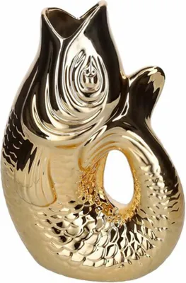 Immagine prodotto di Gift Company Vase Monsieur Carafon L, Dekovase in Fisch-Form, Steingut, Gold, 31 cm, 1087404021