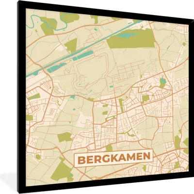 Produktbild von MuchoWow® Gerahmtes Poster Bergkamen - Jahrgang - Karte - Stadtplan 40x40 cm - Poster mit Schwarzem Bilderrahmen Wandposter Rahmen Foto Bilder - Mit Rahmen - Wanddekoration Schlafzimmer