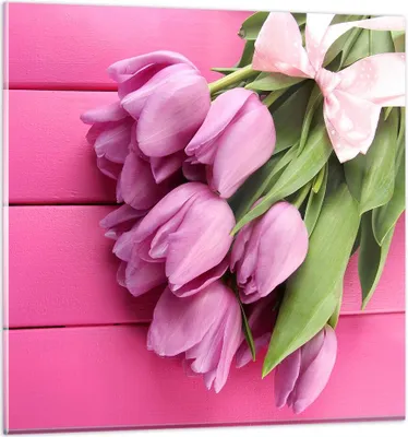 Produktbild von Bilder auf glas - Tulpen Blumenstrauß Garten - 60x60cm - Glasbilder - Wandbilder - Kunstdruck - zum Aufhängen bereit - Wanddekoration aus Glas - Glas Bilder - Wandbild auf Glas - GAC60x60-2722