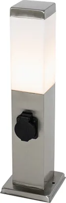 Produktbild von Qazqa Modern außen Pollerleuchte, Wegeleuchte, Pollerlampe für den Garten - Malios - Silber Farbe, max. 60W, Geeignet für LED, 45cm, IP44, Rechteckig