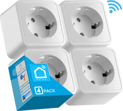 Produktbild von Echos Smart WLAN Steckdose 4er Pack | 16 A Ausgangsleistung | App-gesteuert | Sprachsteuerung mit Alexa u. Google Home | Smart Home Steckdose | Fernsteuerung | Fernbedienung | Mit Kindersicherung | Planung und Timer