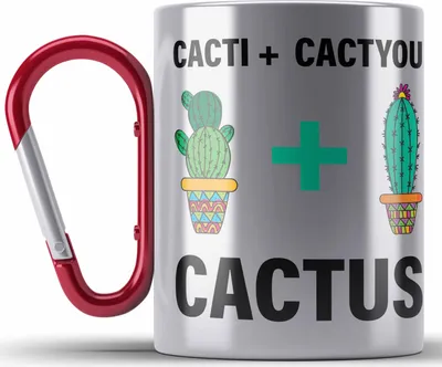 Produktbild von Trendation - Kaktus Edelstahl Tasse Karabiner Spruch Liebe Valentinstag Freundin Freund Geschenkidee Bester Freund Liebe (Rot)