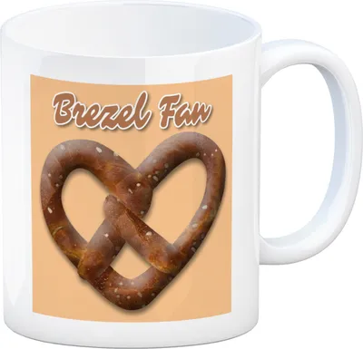 Produktbild von Brezelherz Kaffeebecher mit Spruch Brezel Fan
