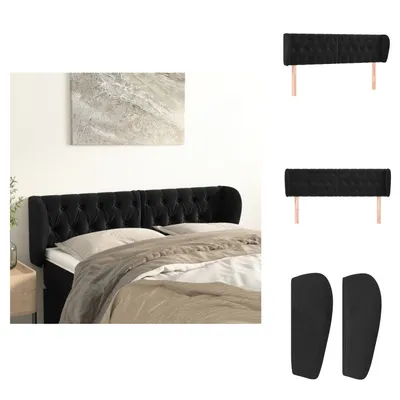Produktbild von vidaXL Kopfteil mit Ohren Schwarz 163x23x78/88 cm Samt -  Kopf- & Fußenden