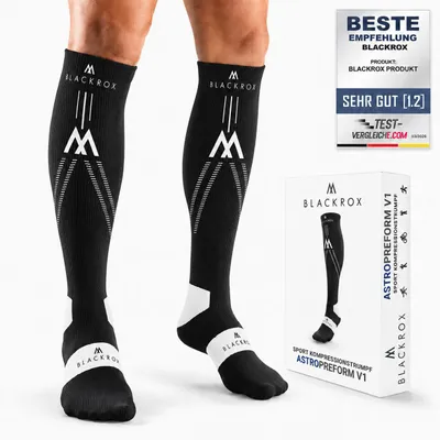 Produktbild von BLACKROX Kompressionsstrümpfe Sport Astropreform Kompressionssocken Sportkompressionsstrumpf, Schwarz, Gr. S-M