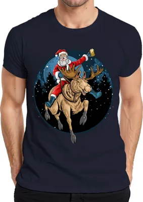 Produktbild von Weihnachtsmann Bier Rentier - Weihnachten Weihnachtsgeschenk Christmas Herren T-Shirt, Navy, 3XL