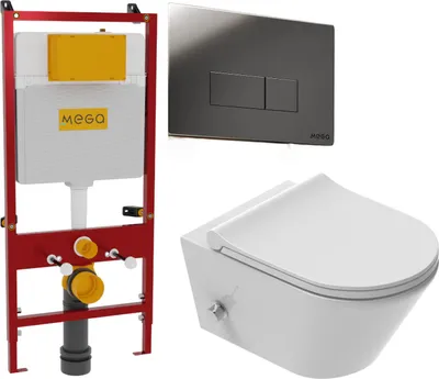 Produktbild von Domotechnika | Hänge Wc 3In1 - Bidetfunktion - Weiß - Spülrandlos, Duroplast, Soft Close