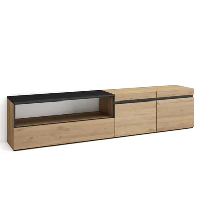 Produktbild von TV-Schrank, Lowboard, 200x35x45cm, Für TV-Geräte bis zu 80", Fernsehtisch, Eiche farbe
