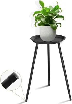 Produktbild von Metallische Pflanzständer für Innenräume - Höhe 50 cm - Runder Tisch für moderne Wohnaccessoires - Ideal für Blumenvasen - Farbe: schwarz
