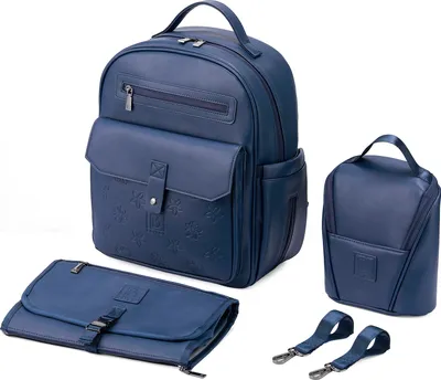 Produktbild von Brisby Venezia Strapazierfähige Wickeltasche – Wickeltasche – inkl. Wickelunterlage – Kühltasche – Buggy- und Kinderwagenhaken – Kunstleder – Blau