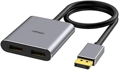 Produktbild von DisplayPort zu Dual DisplayPort Splitter Adapter 4K60Hz für Dual Monitor, MST DP Adapter erweitern Display 1 in 2 Ausgänge, displayPort Hub für Desktop Computer
