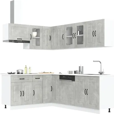 Produktbild von Möbel 11-tlg. Küchenschrank-Set Kalmar Betongrau Holzwerkstoff - Küchenschränke 3314885