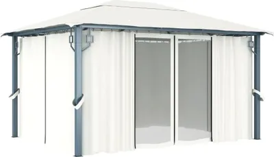 Immagine prodotto di Gazebo con Tenda 400 x 300 cm Crema Alluminio