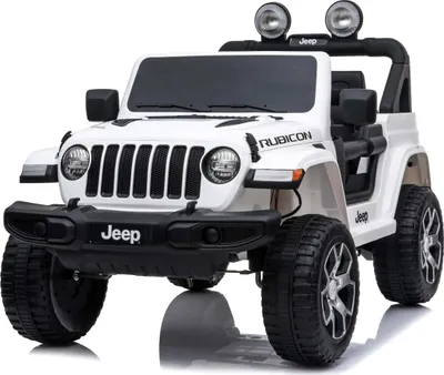 Immagine prodotto di RIRICAR auto elettrica per bambini 12V Jeep Wrangler, bianca, auto elettrica per bambini a 2 posti con telecomando a 2,4 GHz, radio con Bluetooth e ingresso USB, batteria al litio, ruote in Eva, veicolo elettrico per bambini dai 3 agli 8 anni di età