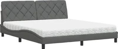 Image de Lit avec matelas gris foncé 180x200 cm tissu