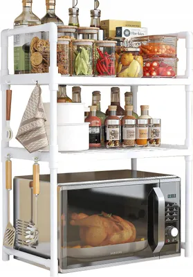 Zdjęcie produktu dla PÓŁKA KUCHENNA pod mikrofalówkę SZAFKA ORGANIZER BIAŁA 3poziomy 48cm REGAŁ